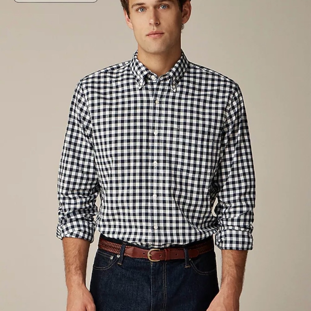 J. Crew Gingham Button Down M - image 1